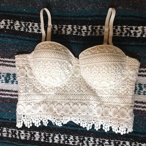 White Lace convertible corset Crop Top